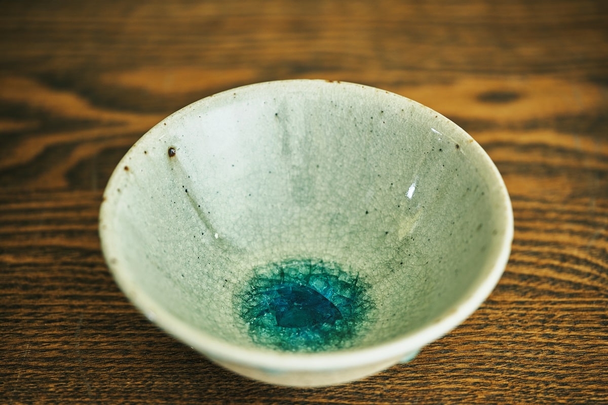 地元名産の蜜柑を使った灰釉作品