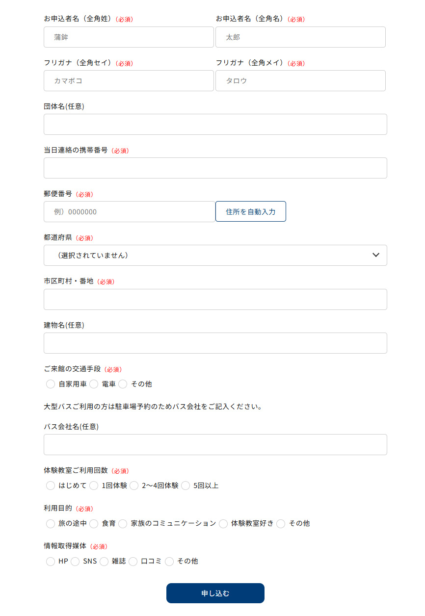必要事項を入力する