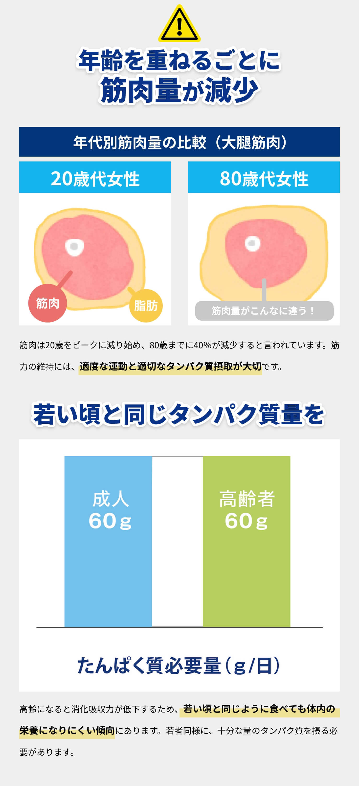 年齢を重ねるごとに筋肉量が減少